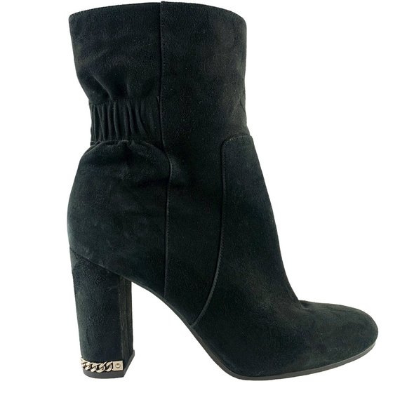 MICHAEL Michael Kors Dolores Suede Block Heel Chain Accent Bootie - Picture 11 of 12
